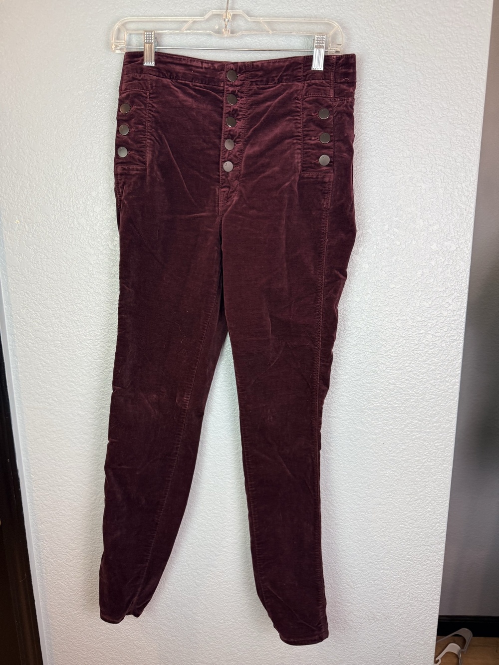 J Brand Jeans Womens 28 Deep Mulberry Purple Natasha Sky High Skinny Velvet